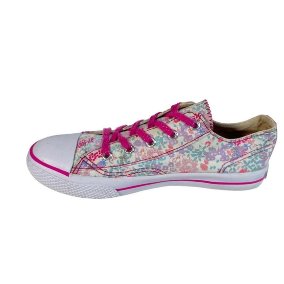 Airwalk Floral Canvas Shoes Girls Size 2 White Pink Sneakers - Picture 2 of 10
